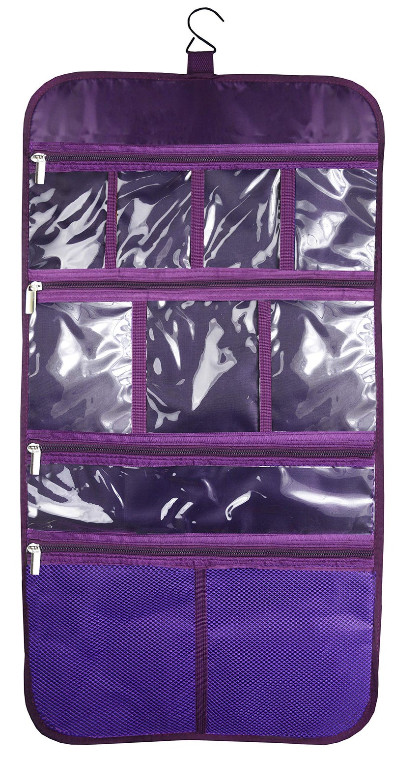 Freegrace Premium Hanging Toiletry Travel Bag - Cosmetic, Jewelry, Toiletry & Accessory Storage Organizer Bag, Large Size, Various Compartments (Purple) - Image 1